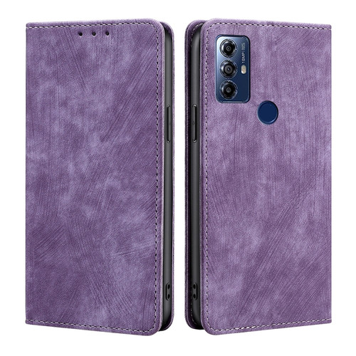 Moto G Play 2023 RFID Anti-theft Brush Magnetic Leather Phone Case - Purple