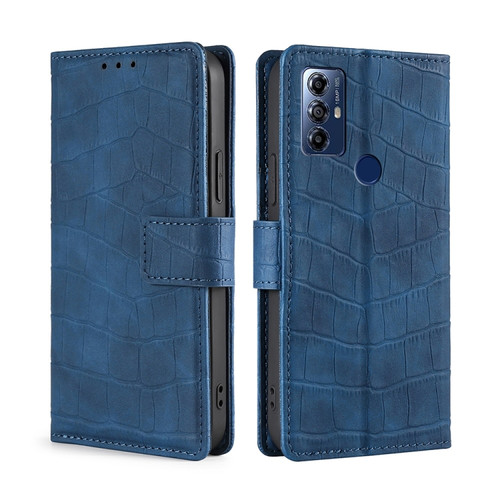 Moto G Play 2023 Skin Feel Crocodile Magnetic Clasp Leather Phone Case - Blue