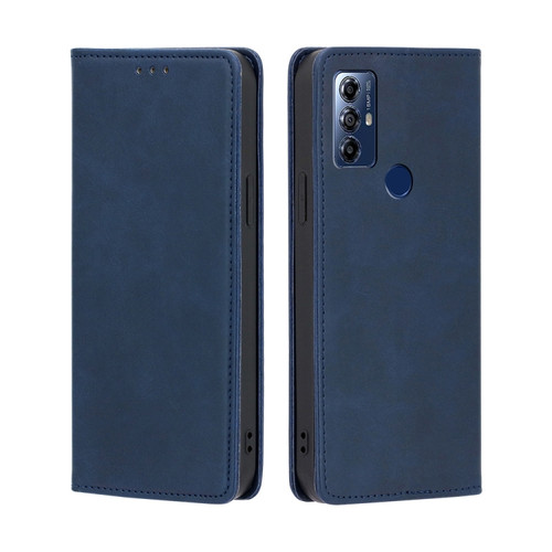 Moto G Play 2023 Skin Feel Magnetic Horizontal Flip Leather Phone Case - Blue