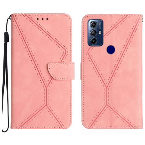 Moto G Play 2023 Stitching Embossed Leather Phone Case - Pink