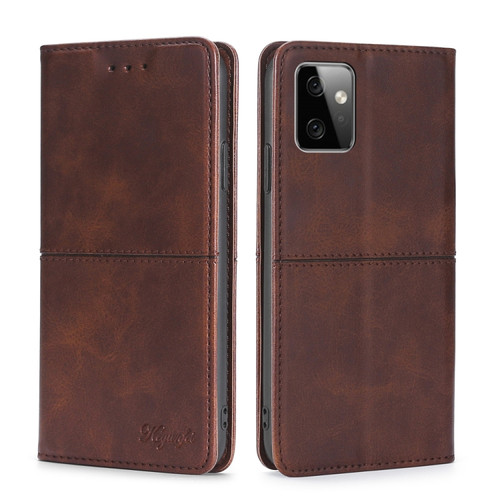 Moto G Power 2023 Cow Texture Magnetic Horizontal Flip Leather Phone Case - Dark Brown