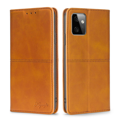 Moto G Power 2023 Cow Texture Magnetic Horizontal Flip Leather Phone Case - Light Brown