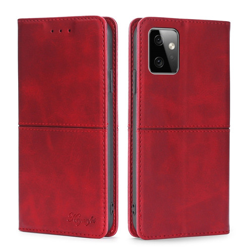 Moto G Power 2023 Cow Texture Magnetic Horizontal Flip Leather Phone Case - Red