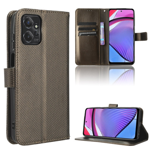 Moto G Power 2023 Diamond Texture Leather Phone Case - Brown