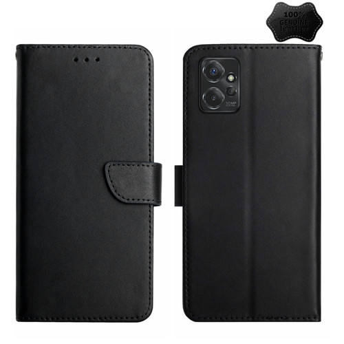 Moto G Power 2023 Genuine Leather Fingerprint-proof Horizontal Flip Phone Case - Black