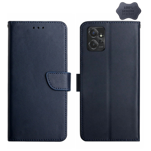 Moto G Power 2023 Genuine Leather Fingerprint-proof Horizontal Flip Phone Case - Blue