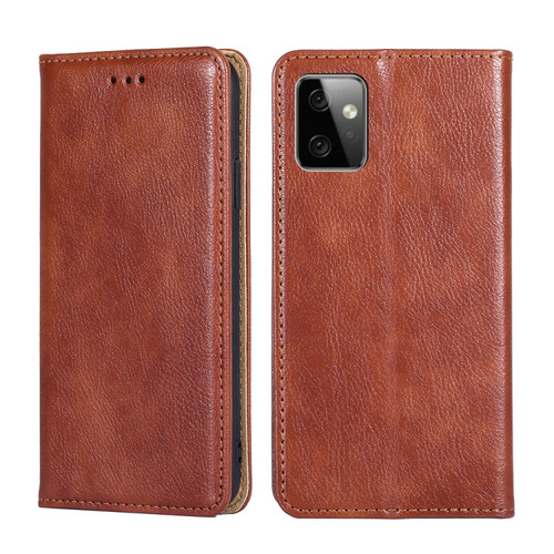 Moto G Power 2023 Gloss Oil Solid Color Magnetic Leather Phone Case - Brown