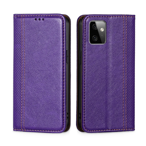 Moto G Power 2023 Grid Texture Magnetic Flip Leather Phone Case - Purple