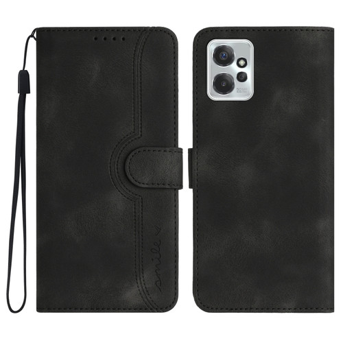 Moto G Power 2023 Heart Pattern Skin Feel Leather Phone Case - Black