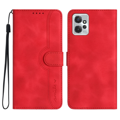 Moto G Power 2023 Heart Pattern Skin Feel Leather Phone Case - Red