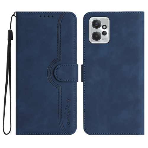 Moto G Power 2023 Heart Pattern Skin Feel Leather Phone Case - Royal Blue