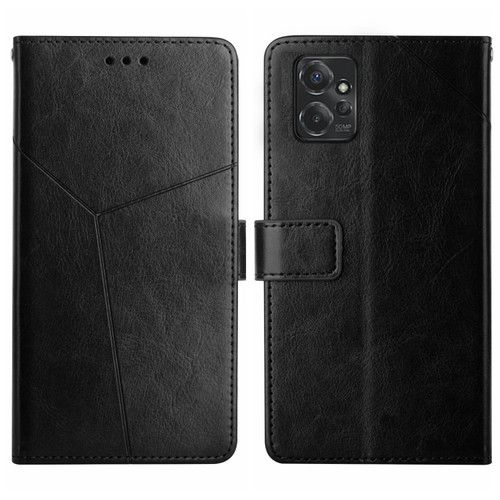 Moto G Power 2023 HT01 Y-shaped Pattern Flip Leather Phone Case - Black