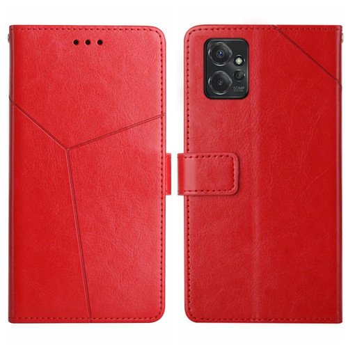 Moto G Power 2023 HT01 Y-shaped Pattern Flip Leather Phone Case - Red