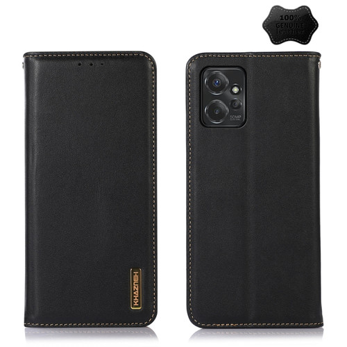 Moto G Power 2023 KHAZNEH Nappa Top Layer Cowhide Leather Phone Case - Black