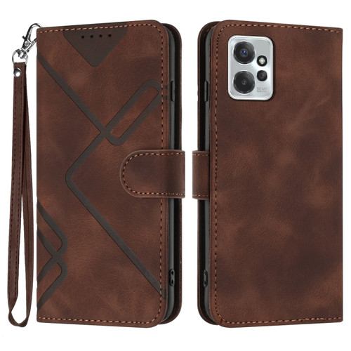 Moto G Power 2023 Line Pattern Skin Feel Leather Phone Case - Coffee