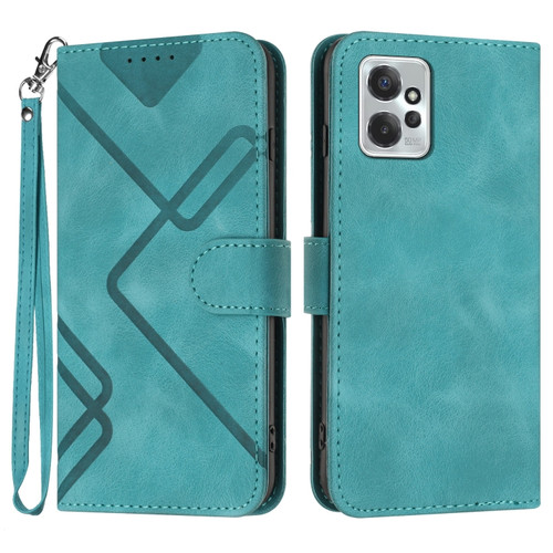 Moto G Power 2023 Line Pattern Skin Feel Leather Phone Case - Light Blue