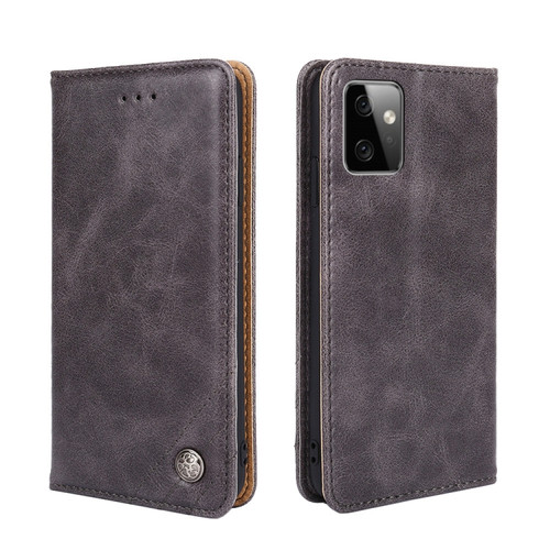 Moto G Power 2023 Non-Magnetic Retro Texture Leather Phone Case - Grey