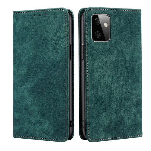 Moto G Power 2023 RFID Anti-theft Brush Magnetic Leather Phone Case - Green