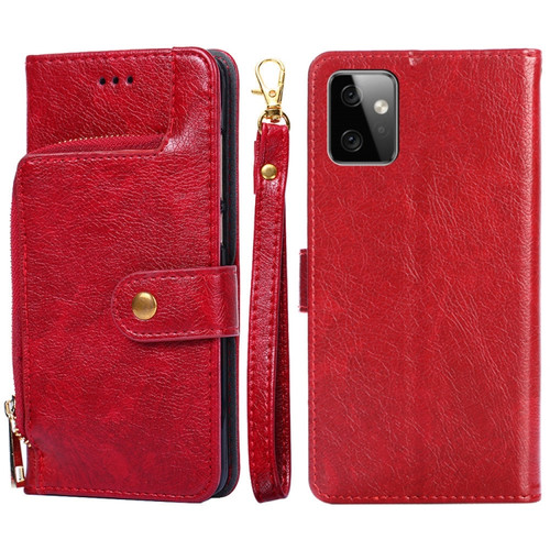 Moto G Power 2023 Zipper Bag Leather Phone Case - Red