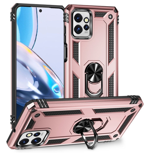 Moto G Power 5G 2023 Shockproof TPU + PC Phone Case with Holder - Rose Gold