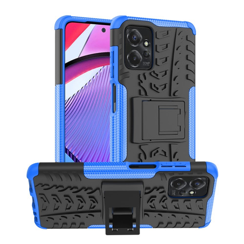 Moto G Power 5G 2023 Tire Texture TPU + PC Phone Case with Holder - Blue