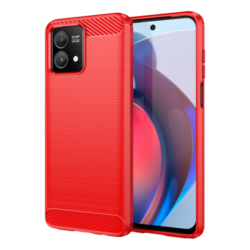 Moto G Stylus 5G 2023 Brushed Texture Carbon Fiber TPU Phone Case - Red