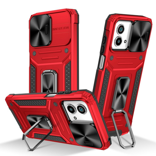 Moto G Stylus 5G 2023 Camshield Robot TPU Hybrid PC Phone Case - Red