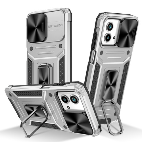 Moto G Stylus 5G 2023 Camshield Robot TPU Hybrid PC Phone Case - Silver