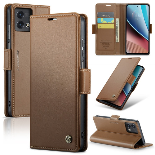 Moto G Stylus 5G 2023 CaseMe 023 Butterfly Buckle Litchi Texture RFID Anti-theft Leather Phone Case - Brown