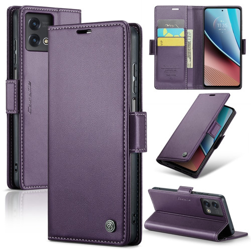 Moto G Stylus 5G 2023 CaseMe 023 Butterfly Buckle Litchi Texture RFID Anti-theft Leather Phone Case - Pearly Purple