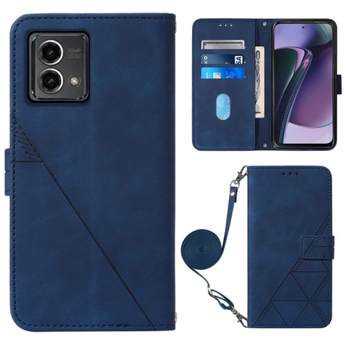 Moto G Stylus 5G 2023 Crossbody 3D Embossed Flip Leather Phone Case - Blue