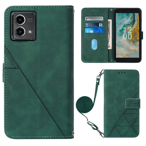 Moto G Stylus 5G 2023 Crossbody 3D Embossed Flip Leather Phone Case - Dark Green