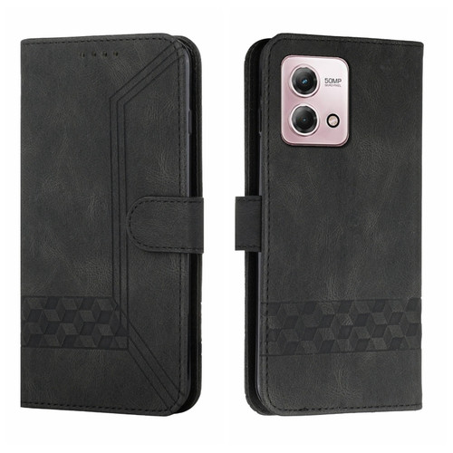 Moto G Stylus 5G 2023 Cubic Skin Feel Flip Leather Phone Case - Black