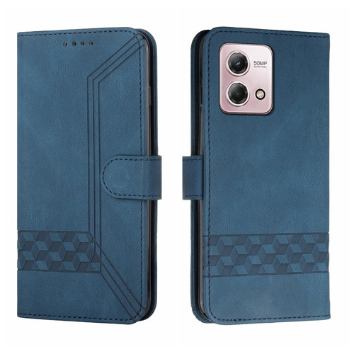 Moto G Stylus 5G 2023 Cubic Skin Feel Flip Leather Phone Case - Blue