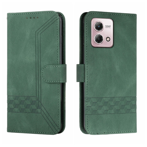 Moto G Stylus 5G 2023 Cubic Skin Feel Flip Leather Phone Case - Green