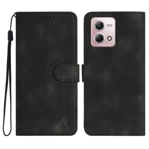 Moto G Stylus 5G 2023 Heart Pattern Skin Feel Leather Phone Case - Black