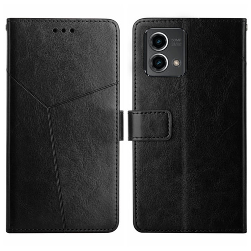 Moto G Stylus 5G 2023 HT01 Y-shaped Pattern Flip Leather Phone Case - Black