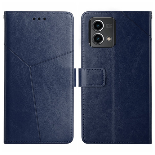 Moto G Stylus 5G 2023 HT01 Y-shaped Pattern Flip Leather Phone Case - Blue