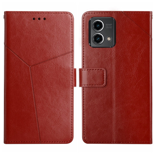 Moto G Stylus 5G 2023 HT01 Y-shaped Pattern Flip Leather Phone Case - Brown