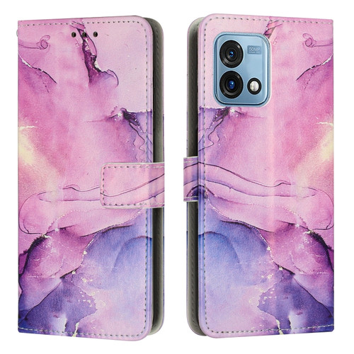 Moto G Stylus 5G 2023 Painted Marble Pattern Leather Phone Case - Purple