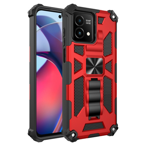 Moto G Stylus 5G 2023 Shockproof TPU + PC Magnetic Phone Case with Holder - Red
