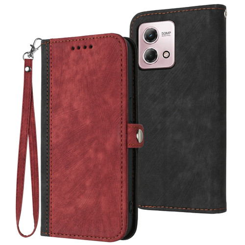 Moto G Stylus 5G 2023 Side Buckle Double Fold Hand Strap Leather Phone Case - Red