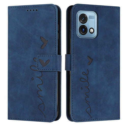 Moto G Stylus 5G 2023 Skin Feel Heart Embossed Leather Phone Case - Blue