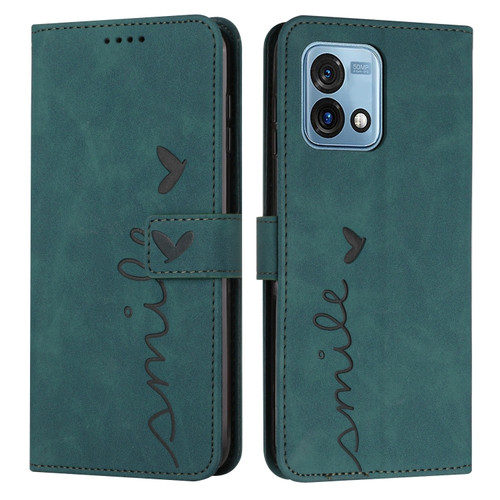 Moto G Stylus 5G 2023 Skin Feel Heart Embossed Leather Phone Case - Green