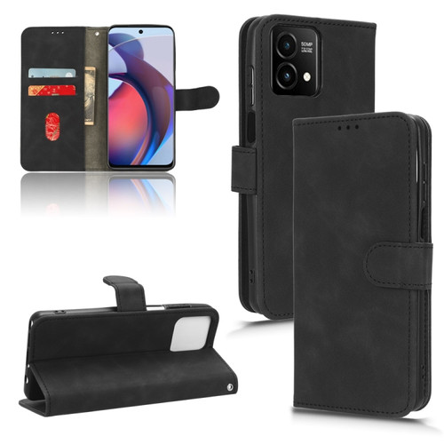 Moto G Stylus 5G 2023 Skin Feel Magnetic Flip Leather Phone Case - Black