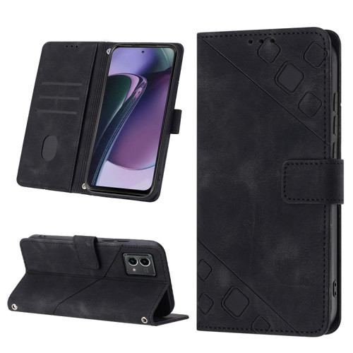 Moto G Stylus 5G 2023 Skin-feel Embossed Leather Phone Case - Black