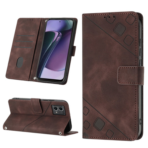 Moto G Stylus 5G 2023 Skin-feel Embossed Leather Phone Case - Brown