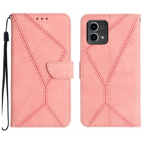 Moto G Stylus 5G 2023 Stitching Embossed Leather Phone Case - Pink