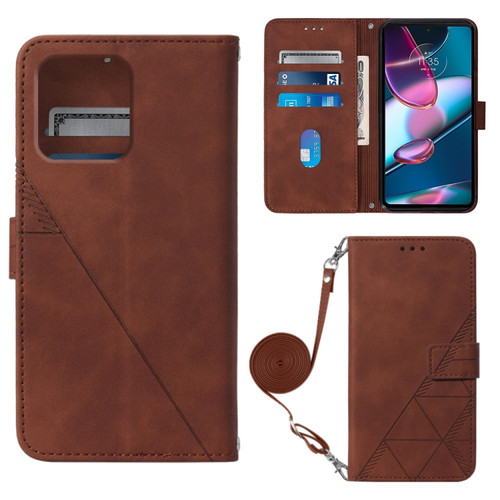 Moto Edge+ 2023 Crossbody 3D Embossed Flip Leather Phone Case - Brown