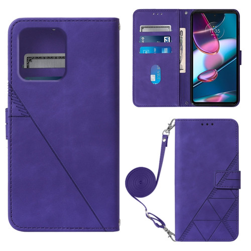 Moto Edge+ 2023 Crossbody 3D Embossed Flip Leather Phone Case - Purple